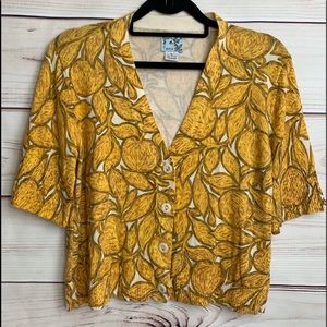ANTHROPOLOGIE Golden Plum Cropped Cardigan Size M